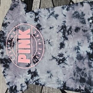 VS PINK 2018 CAMPUS CREW TIE-DYE GRAPHIC LOGO SHORT-SLEEVE COTTON TEE-SHIRT